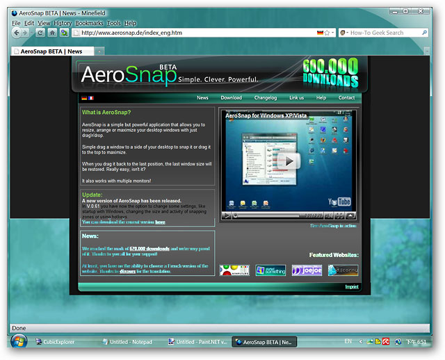 AeroSnap в Windows Vista и XP